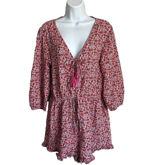 EUC - MNG Mango 'Simone' Floral Romper in Fuchsia - Size XL - Picture 6 of 13